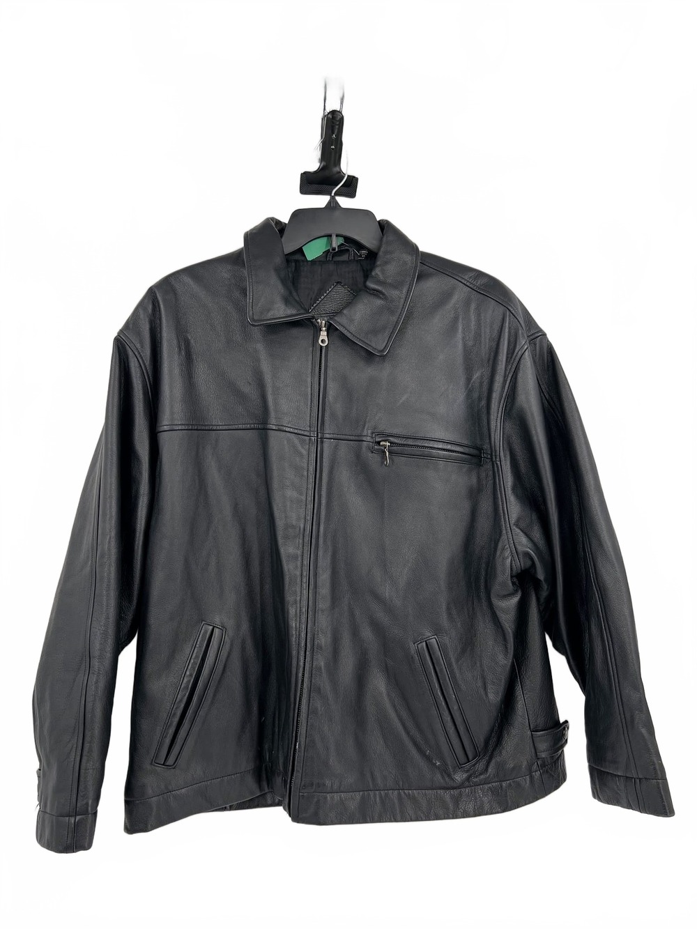 Roundtree & Yorke Black Leather-Trim Polyester Jacket | XL Regular